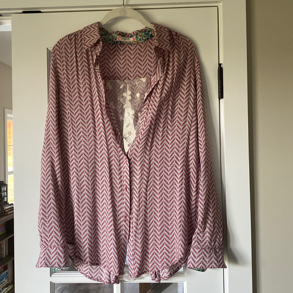 ezra Pink Chevron Long-Sleeve Button Shirt